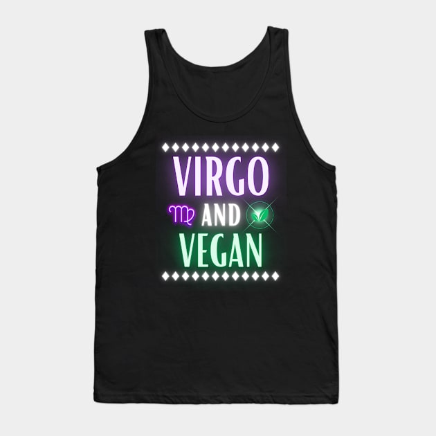 Virgo and Vegan Retro Style Neon Tank Top by MysticZodiac